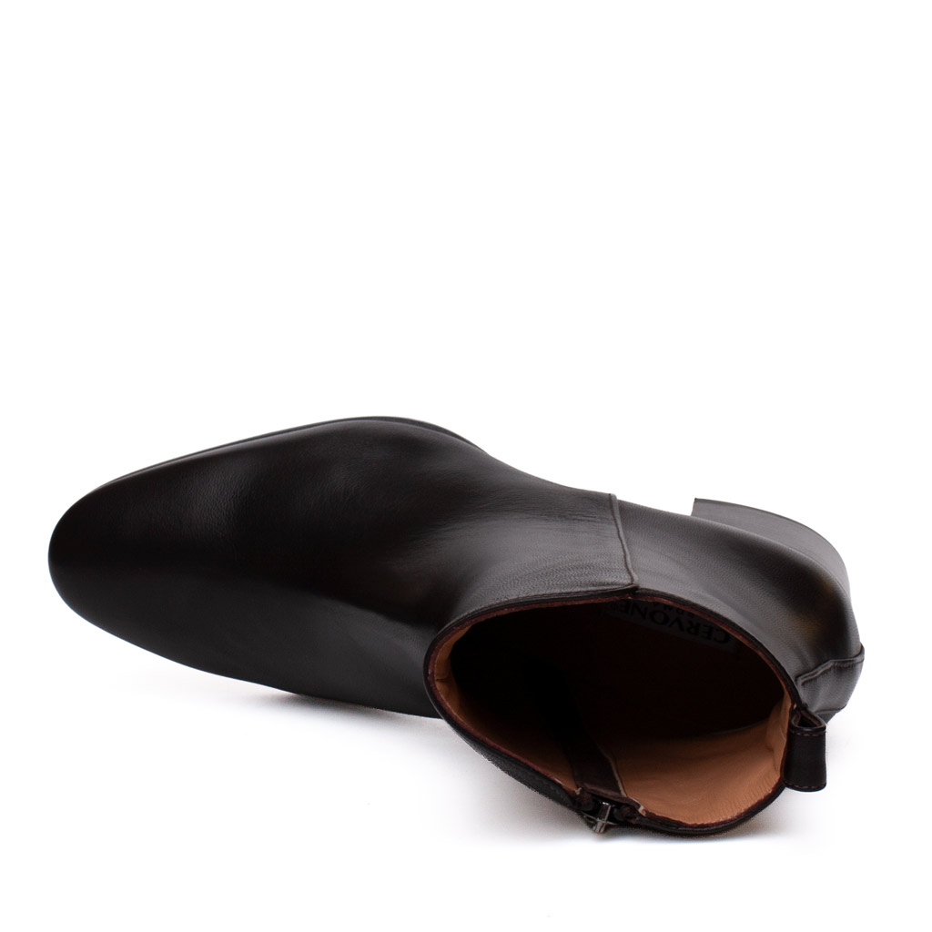 Stivaletto in pelle marrone da donna con tacco medio