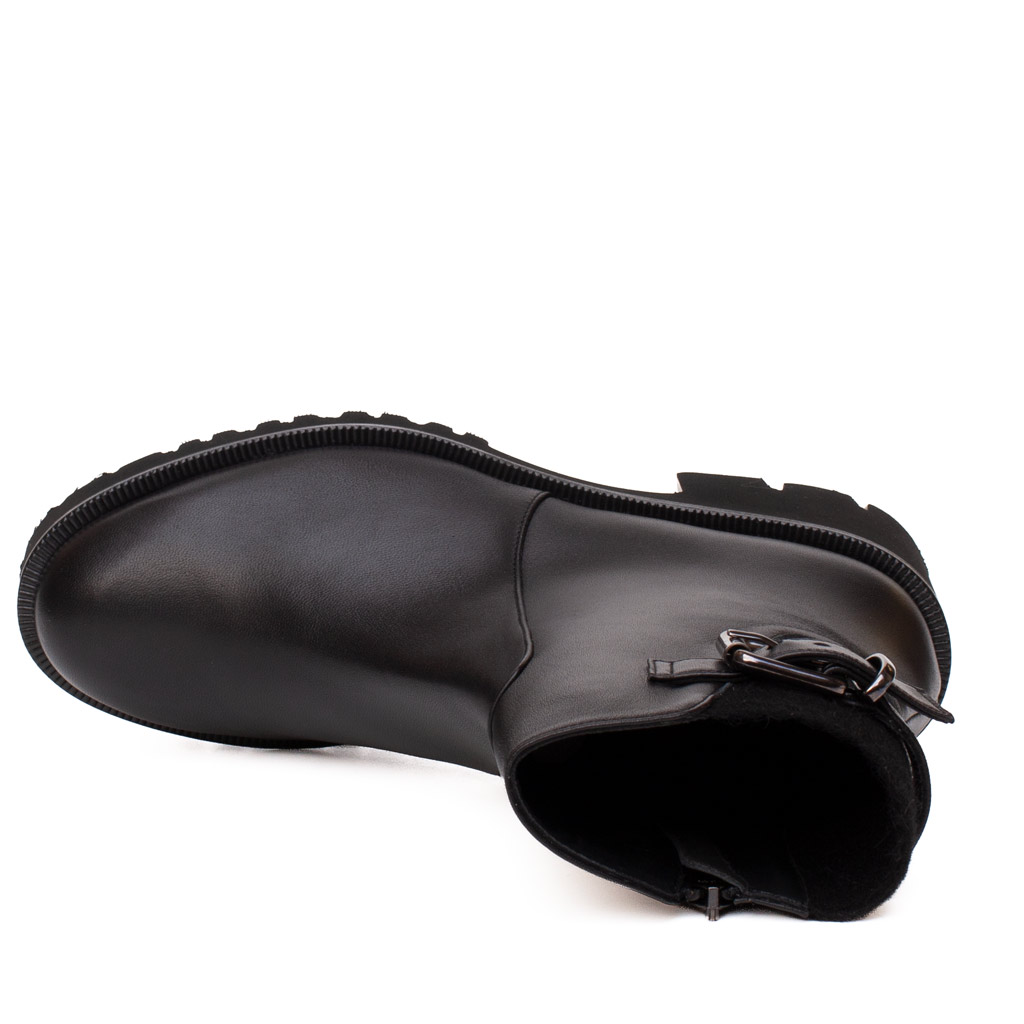 Stivaletto Pelle Nero Cervone con Tacco e Para Carrarmato