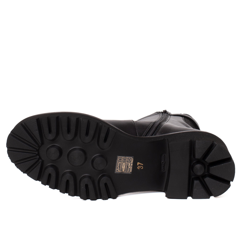 Stivaletto Pelle Nero Cervone con Tacco e Para Carrarmato