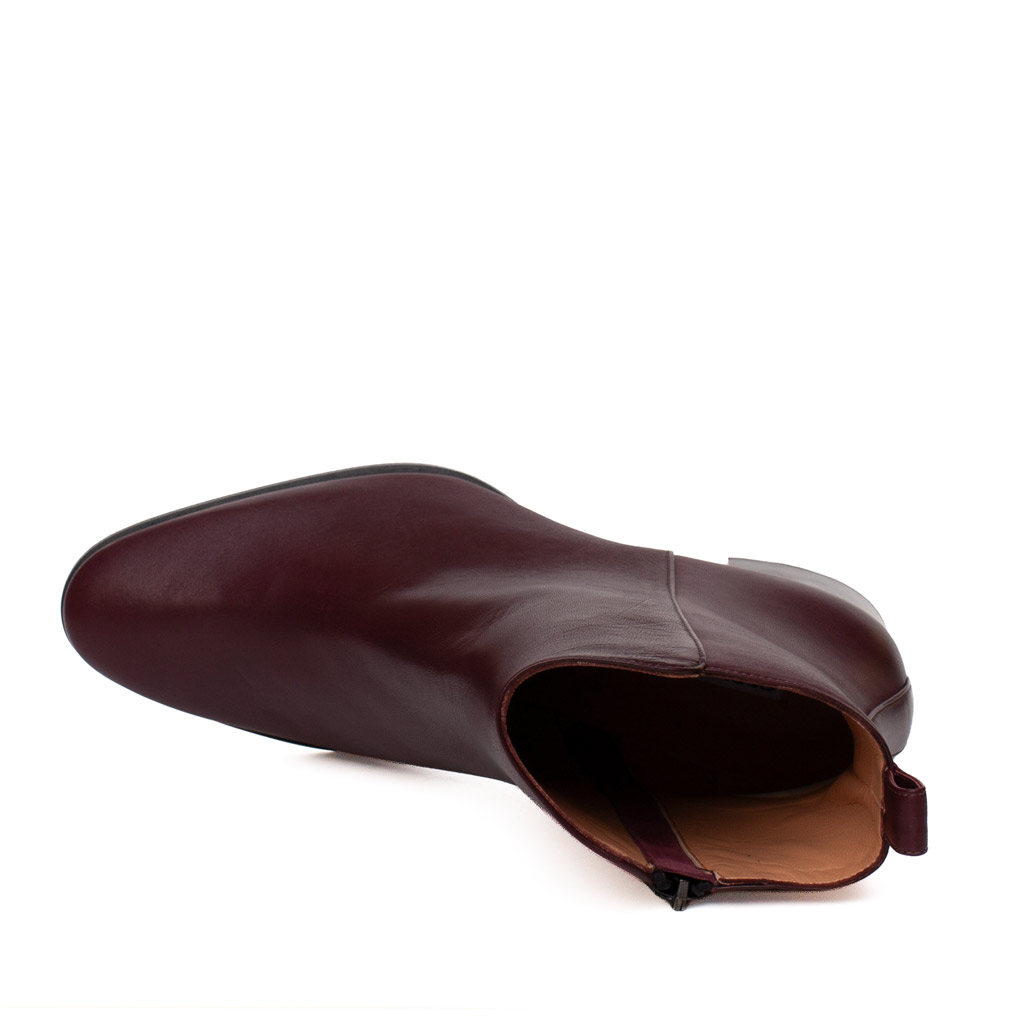 Stivaletto pelle color vino Cervone con tacco comodo