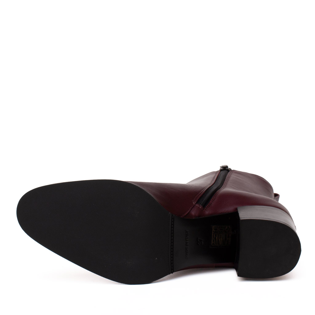 Stivaletto pelle color vino Cervone con tacco comodo