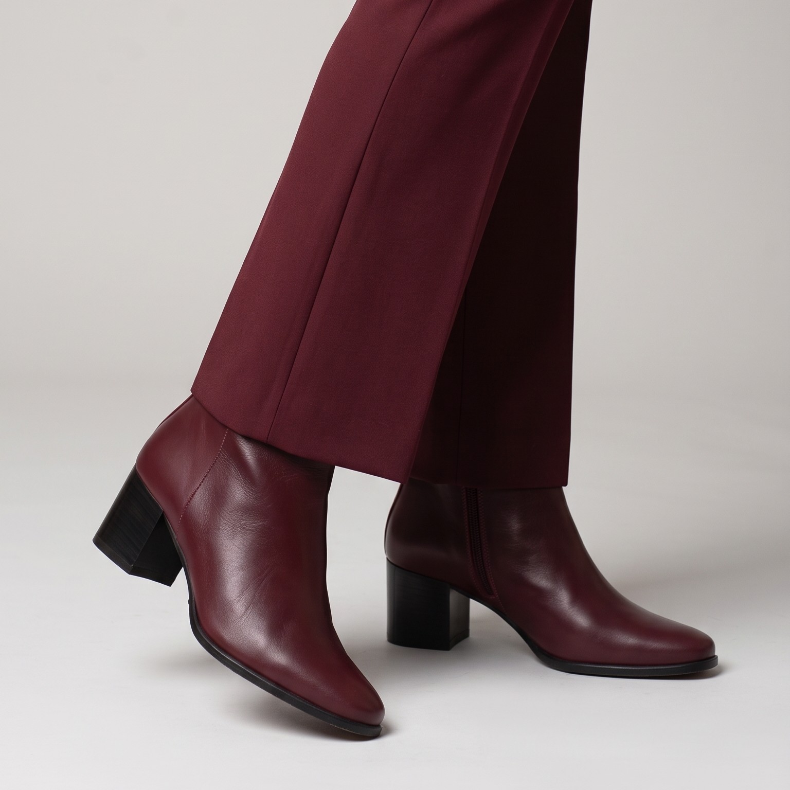 Stivaletto pelle color vino Cervone con tacco comodo